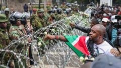 Famílias homenageiam vítimas de protestos no Quênia com flores em barricadas