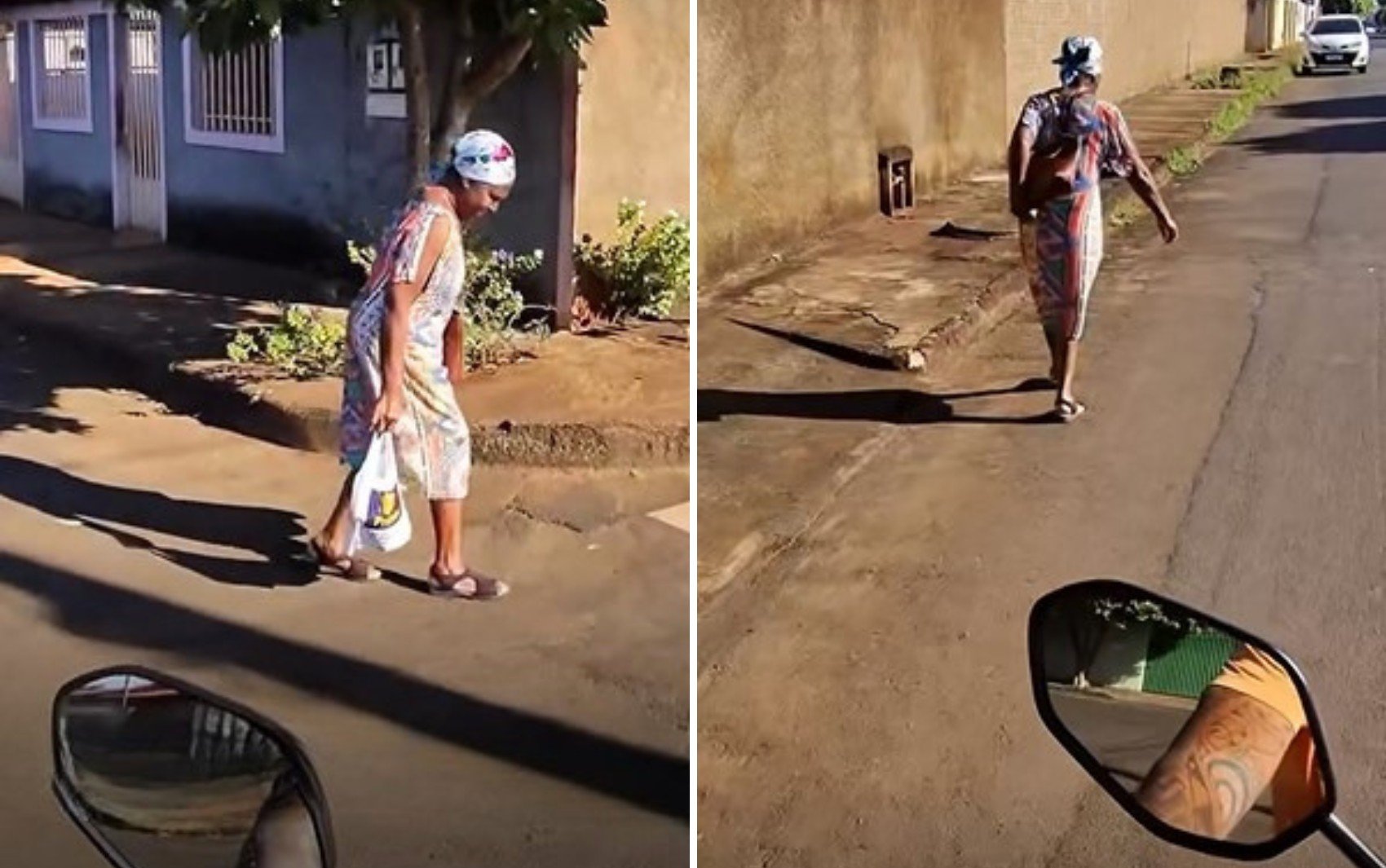 Gesto de solidariedade: motociclista ajuda idosa em Itumbiara