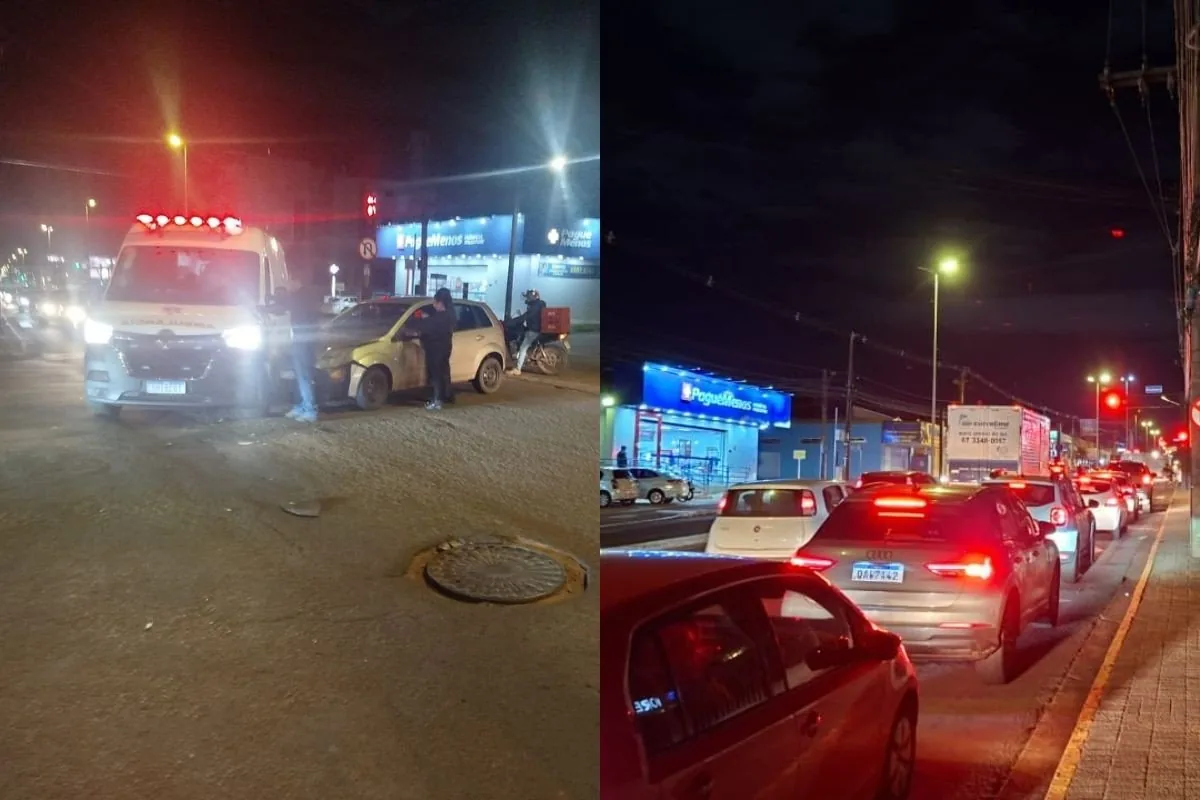 Colisão entre carro e ambulância causa transtornos em Campo Grande