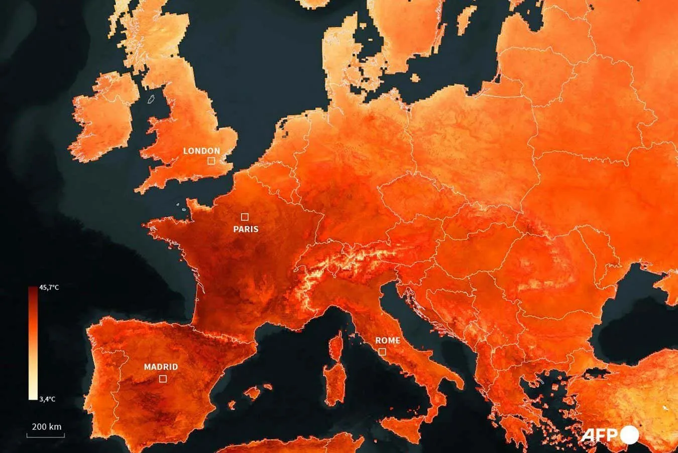 Onda de calor na Europa é a mais intensa e úmida já registrada