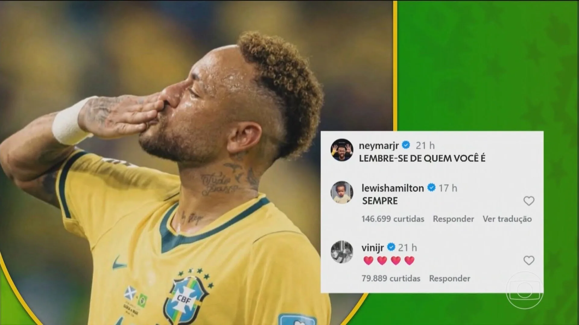 Lewis Hamilton elogia post de Neymar com seu mantra: 'É incrível'