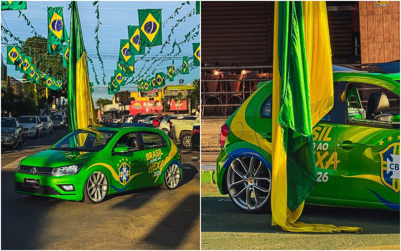Carro do hexa chama atenção em ruas de Goiás; vídeo