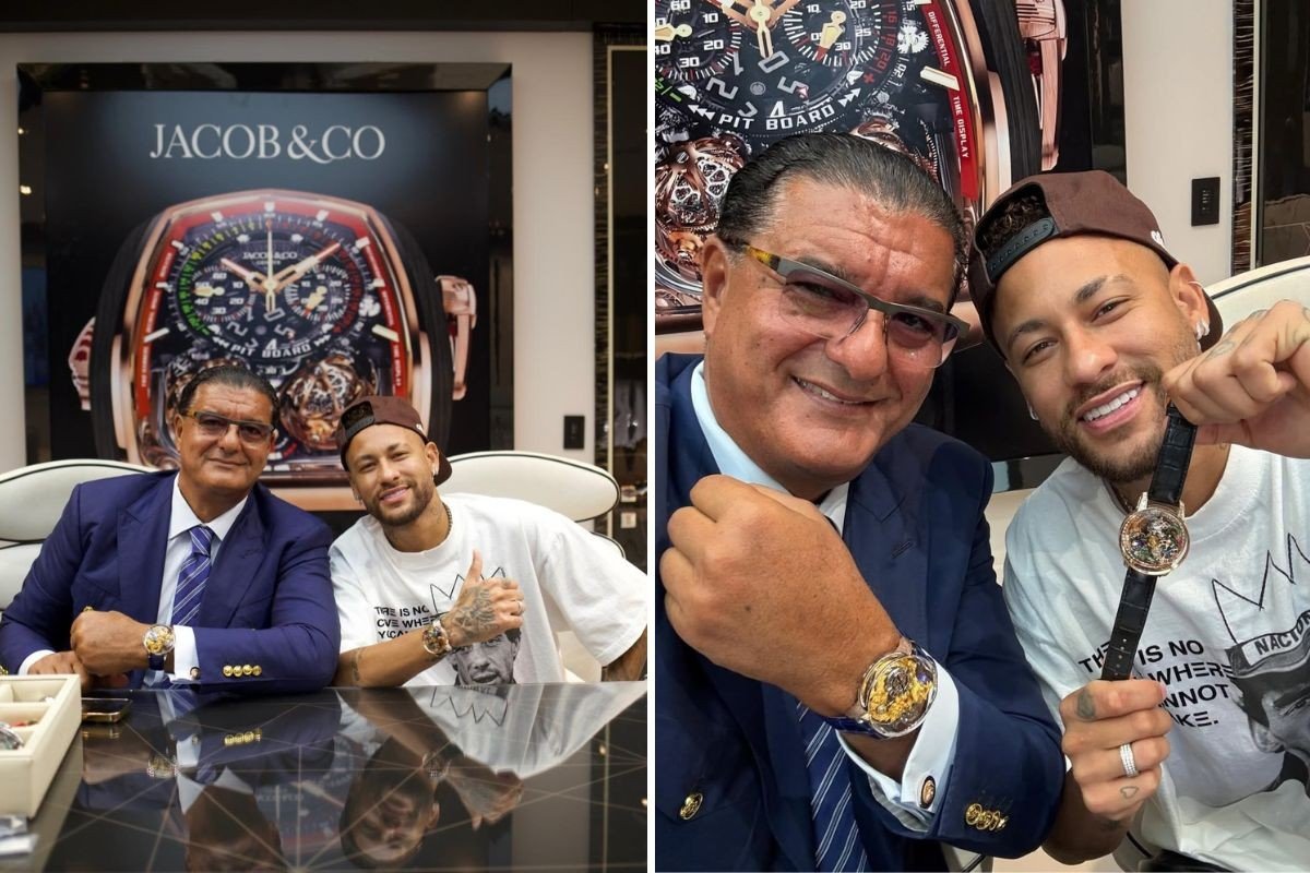 Neymar Jr. é fotografado ao lado de Jacob Arabo, fundador da Jacob & Co.
