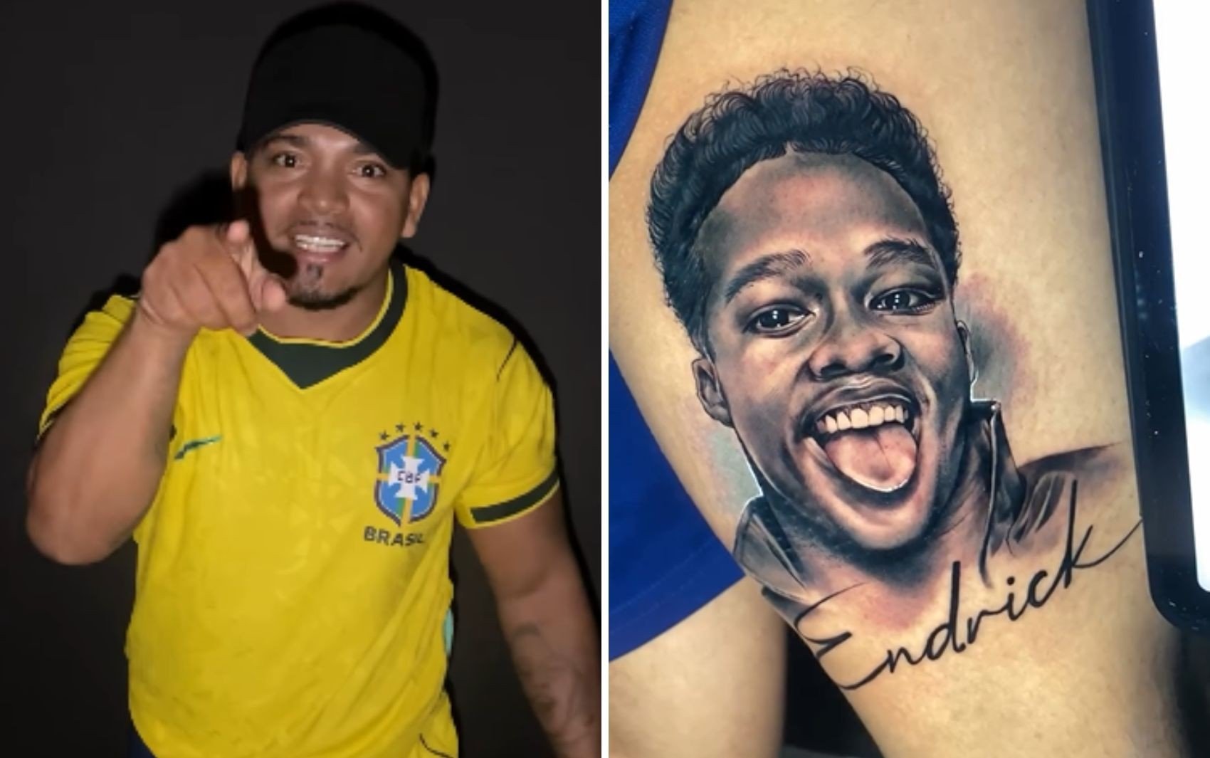 Influenciador faz tatuagem do rosto de Endrick e afirma: 'Vai trazer o hexacampeonato'