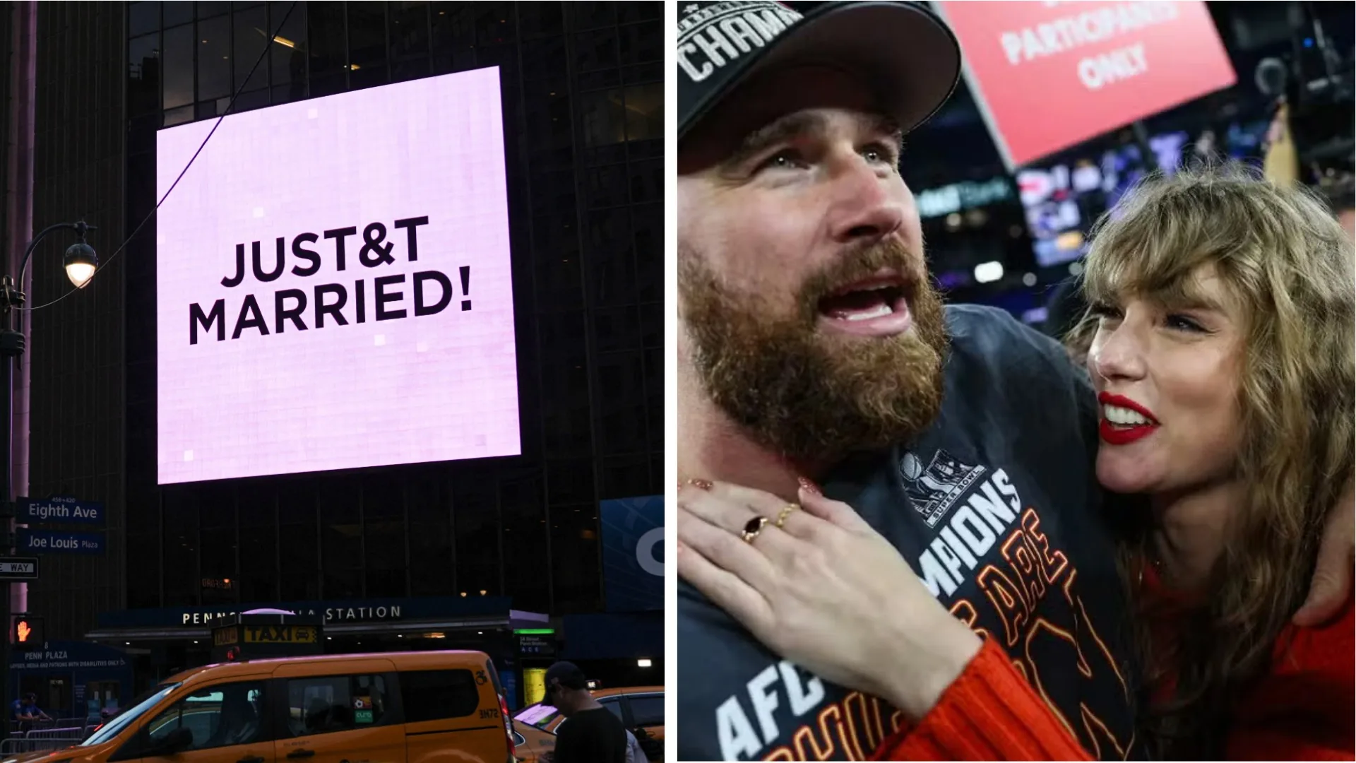 Taylor Swift e Travis Kelce se casam: Telão do Madison Square Garden anuncia união