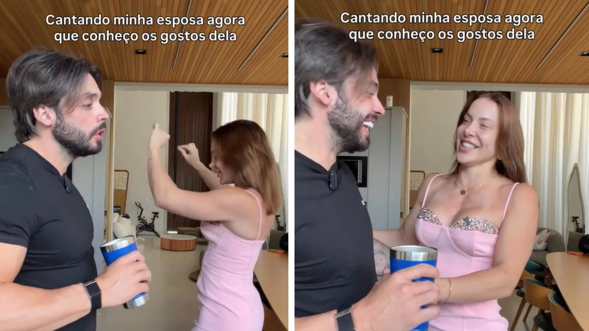 Influenciador diverte com cantadas para a esposa a partir dos gostos dela