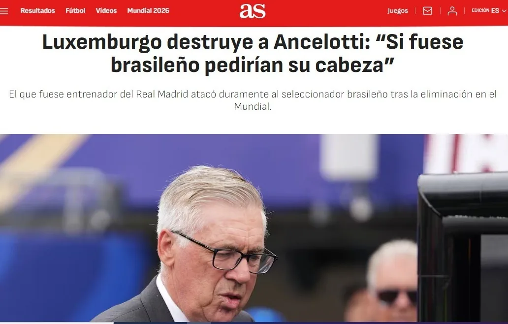 Críticas de Luxemburgo a Ancelotti repercutem na Espanha