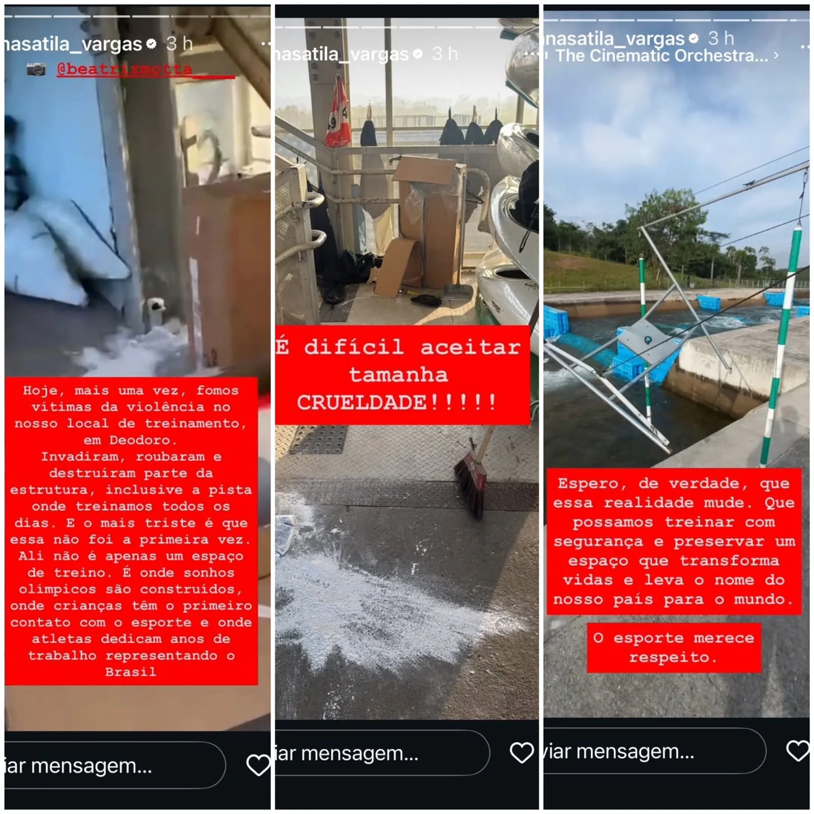 Ana Sátila relata roubo de material da canoagem slalom dentro do Parque Radical de Deodoro