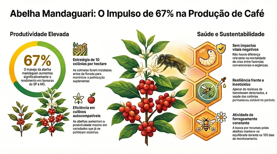 Estudo revela que abelha mandaguari pode aumentar produção de café arábica em até 67%