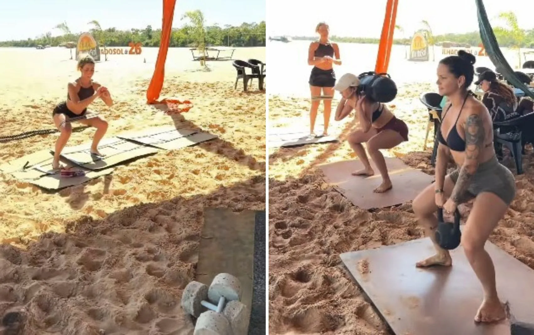 Grupo vai para o Rio Araguaia, mas mantém treinos de academia em acampamento: 'Não perde o foco'; vídeo