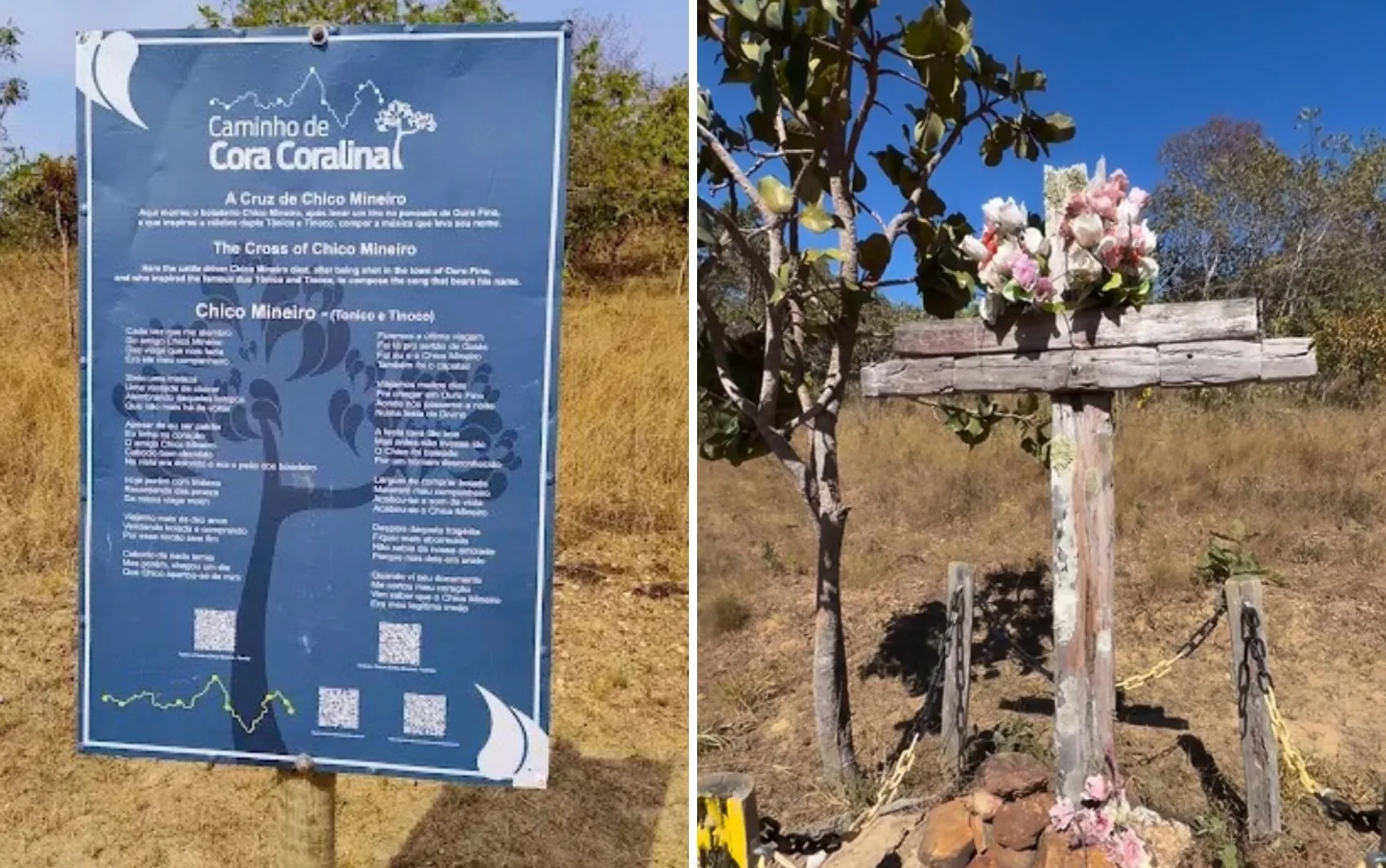 Com cruz de madeira e homenagem, local onde Chico Mineiro morreu é ponto de parada em caminho turístico de Goiás