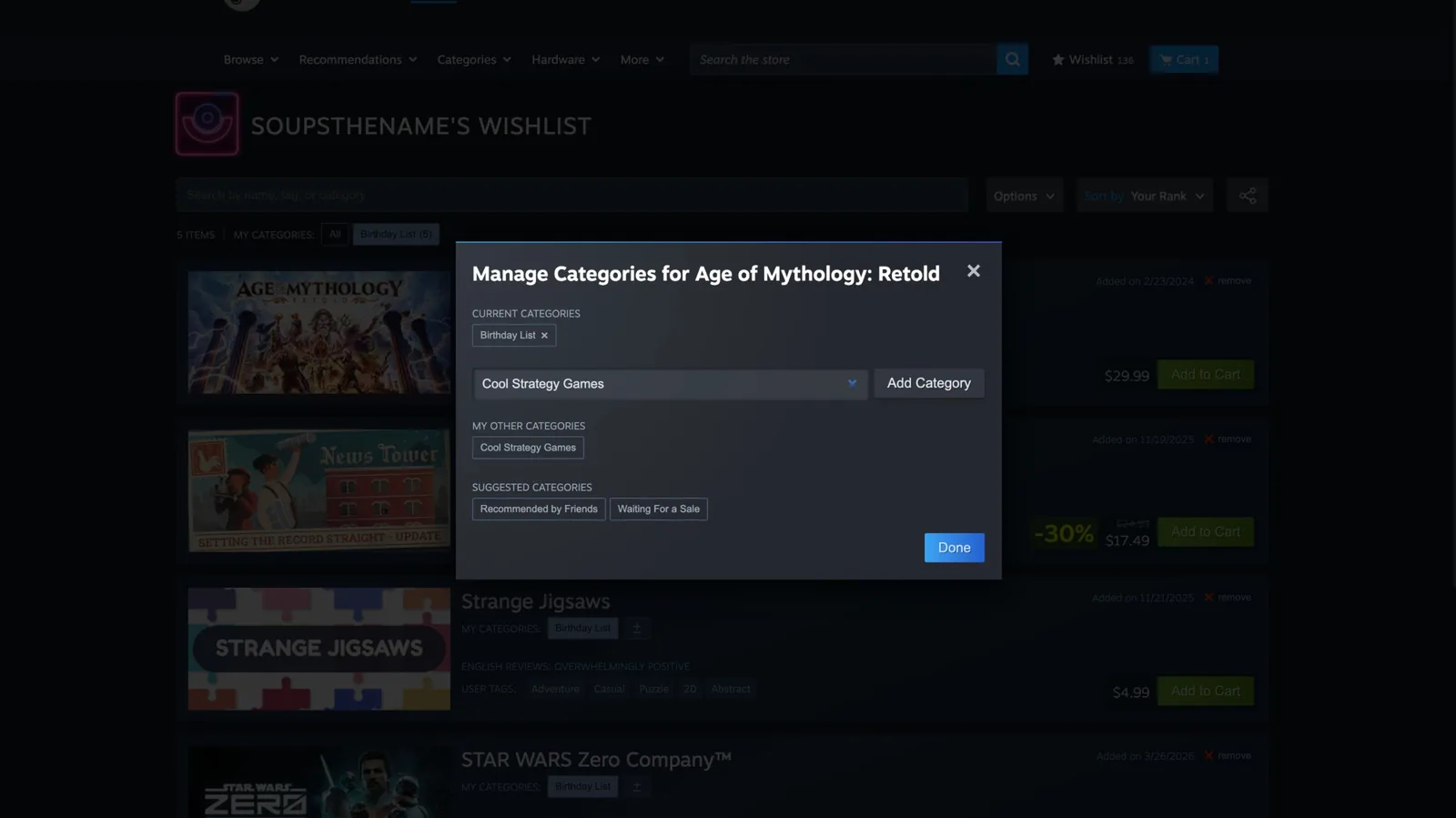 Steam adds handy gifting and wishlist updates