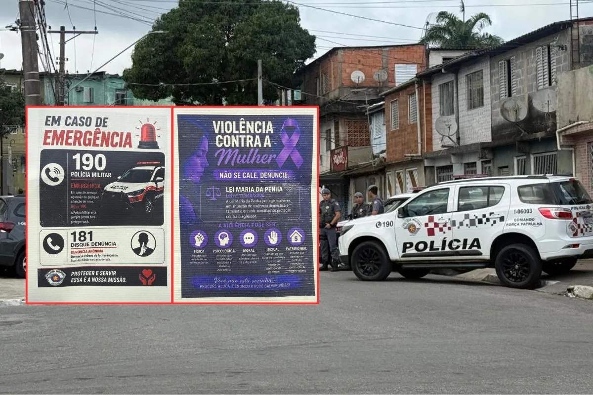 PM realiza operação na Zona Noroeste de Santos para orientar moradores sobre violência doméstica