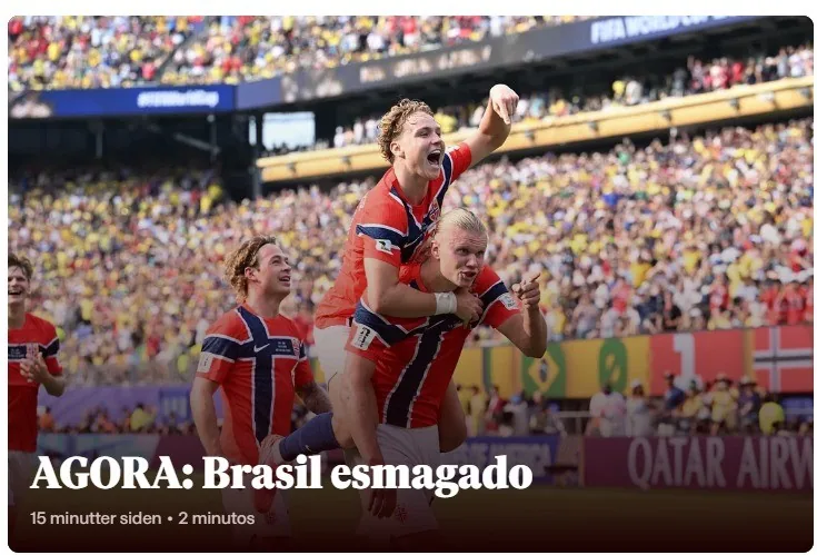 Noruega celebra vitória sobre o Brasil nas oitavas da Copa do Mundo