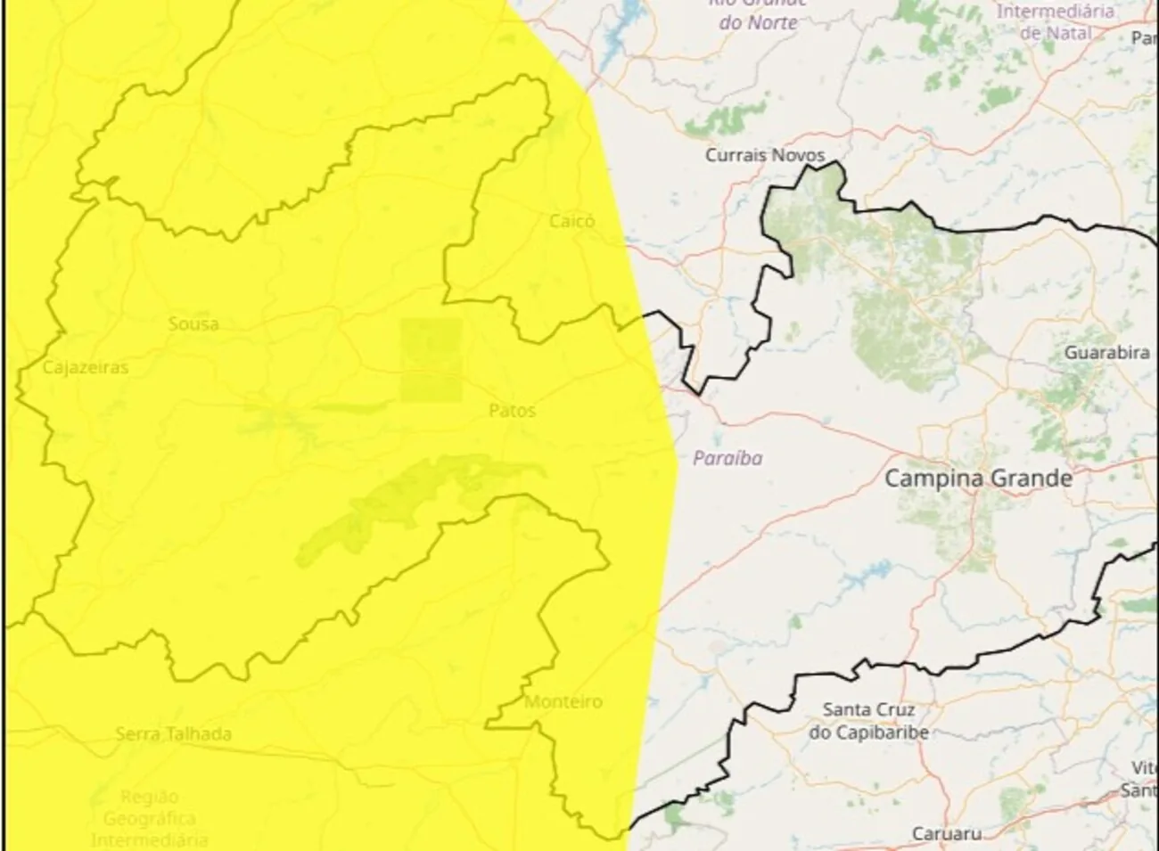 Inmet emite alerta de baixa umidade para mais de 100 cidades da Paraíba