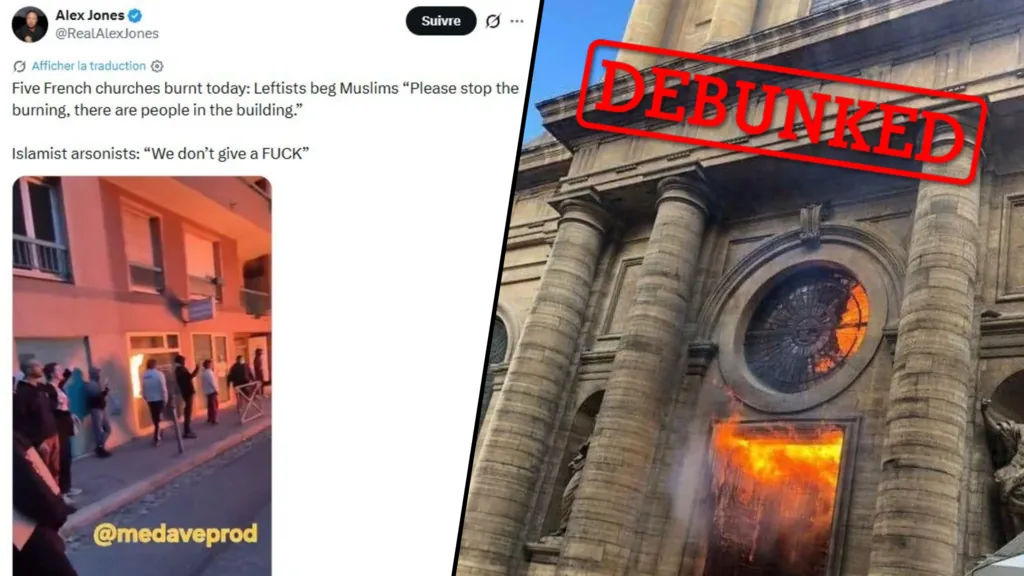 Fake news circula sobre incêndios em cinco igrejas por muçulmanos