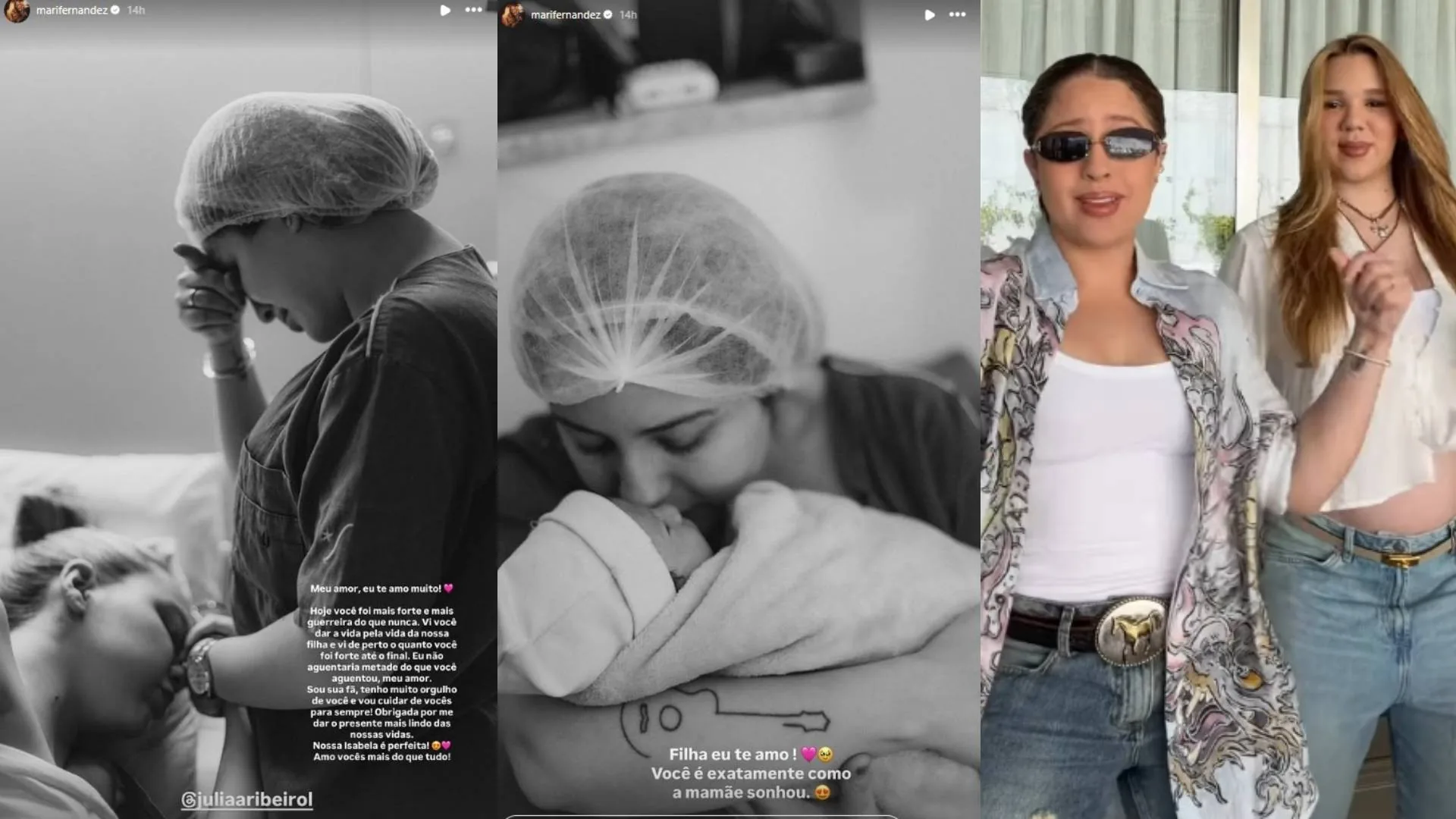 Nasce 1ª filha de Mari Fernandez e Julia Ribeiro; cantora enaltece mulher: 'Não aguentaria metade do que aguentou'